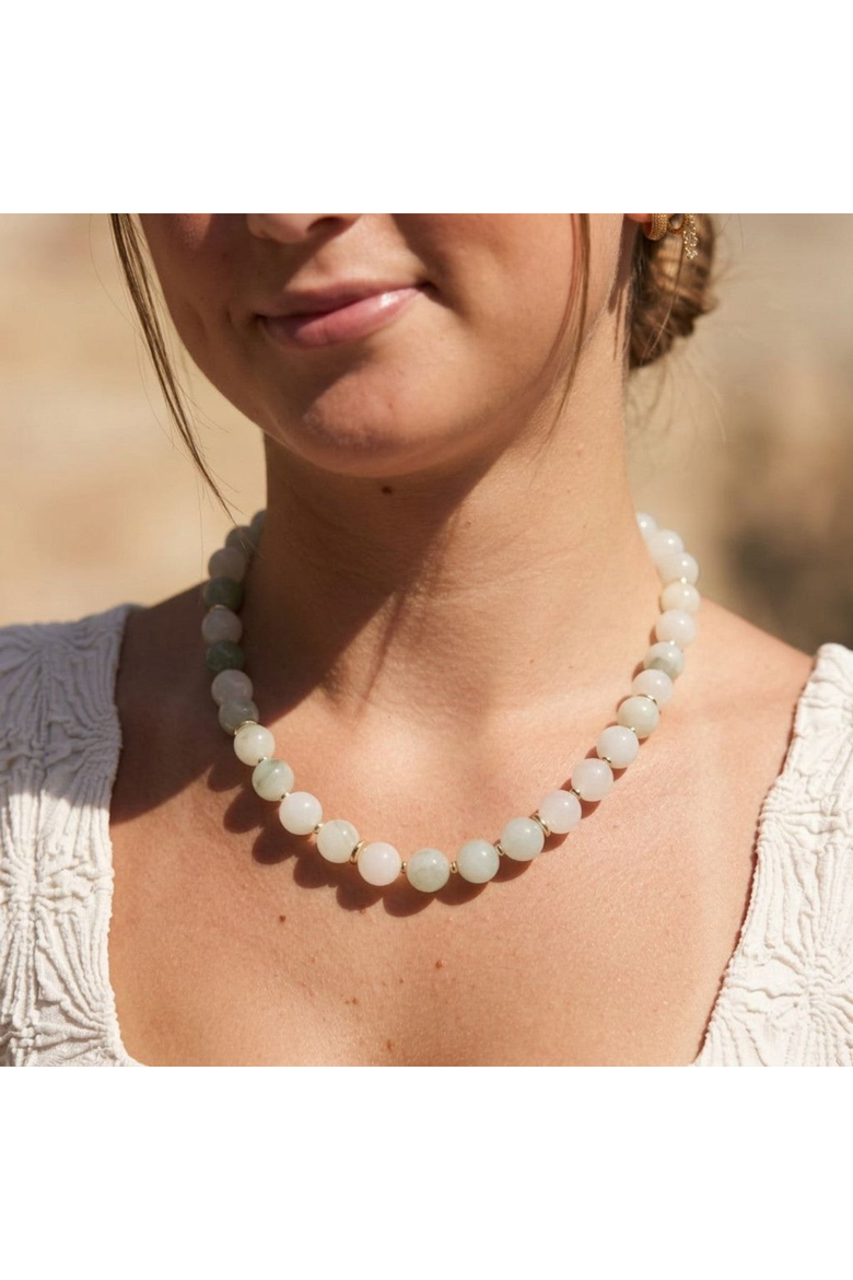 Camille Beaded Green Necklace, Alternate, color, White / Green