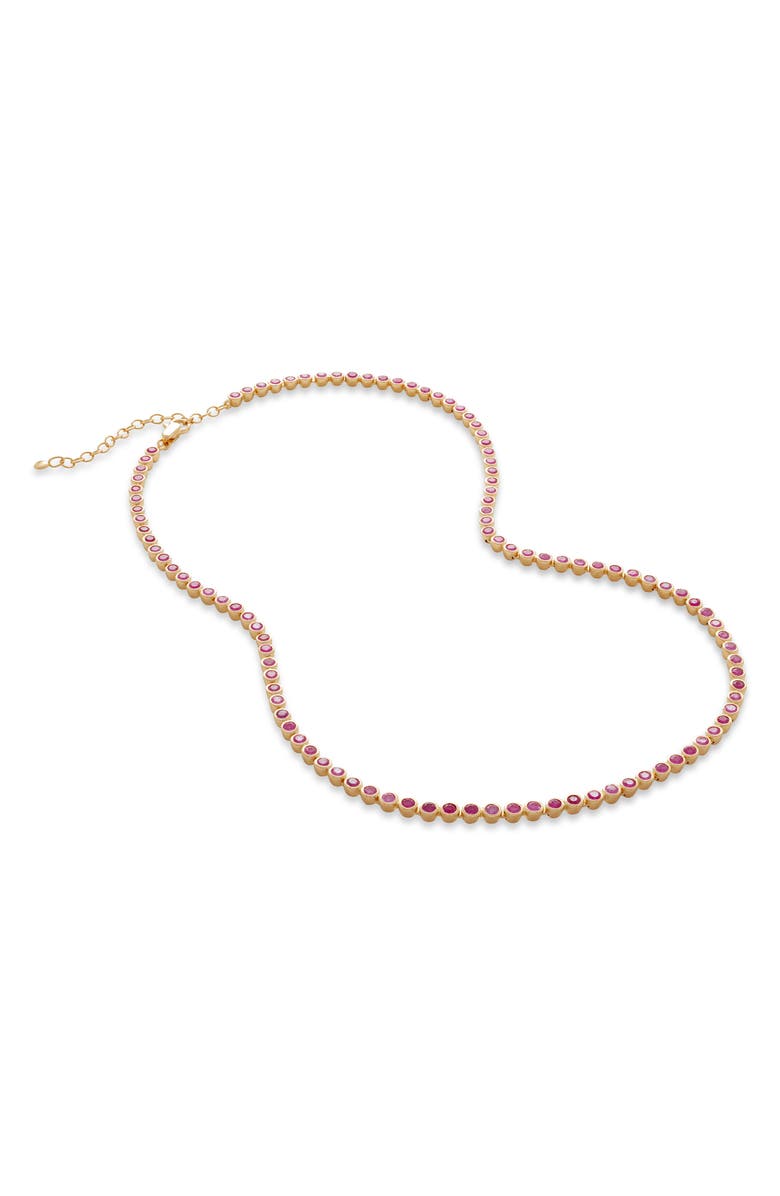 Monica Vinader Essential Stone Tennis Necklace, Main, color, 18Ct Gold Vermeil/ Ss/ Pink