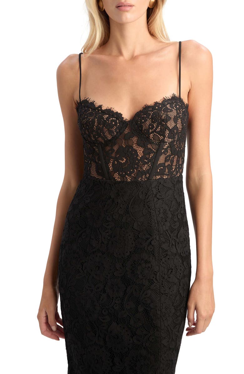 Bardot Blaine Lace Midi Dress, Alternate, color, Black