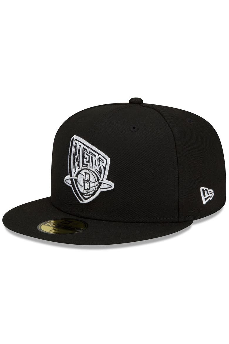 Men's New Era Black/White Brooklyn Nets 2021/22 City Edition Alternate 59FIFTY Fitted Hat, Main, color, Black