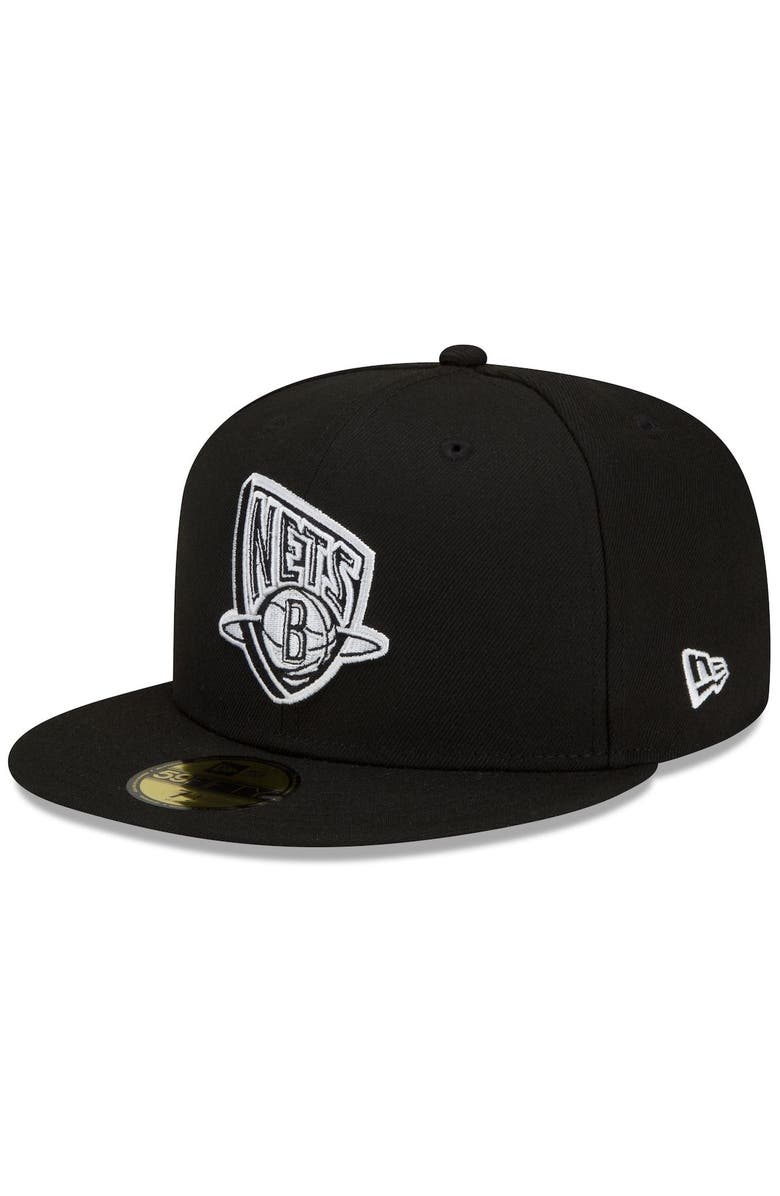 New Era Men's New Era Black/White Brooklyn Nets 2021/22 City Edition Alternate 59FIFTY Fitted Hat, Main, color, 