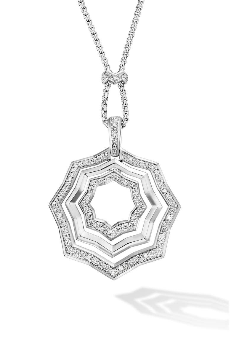 Stax Zig Zag Pavé Diamond Pendant Necklace, Main, color, STERLING SILVER