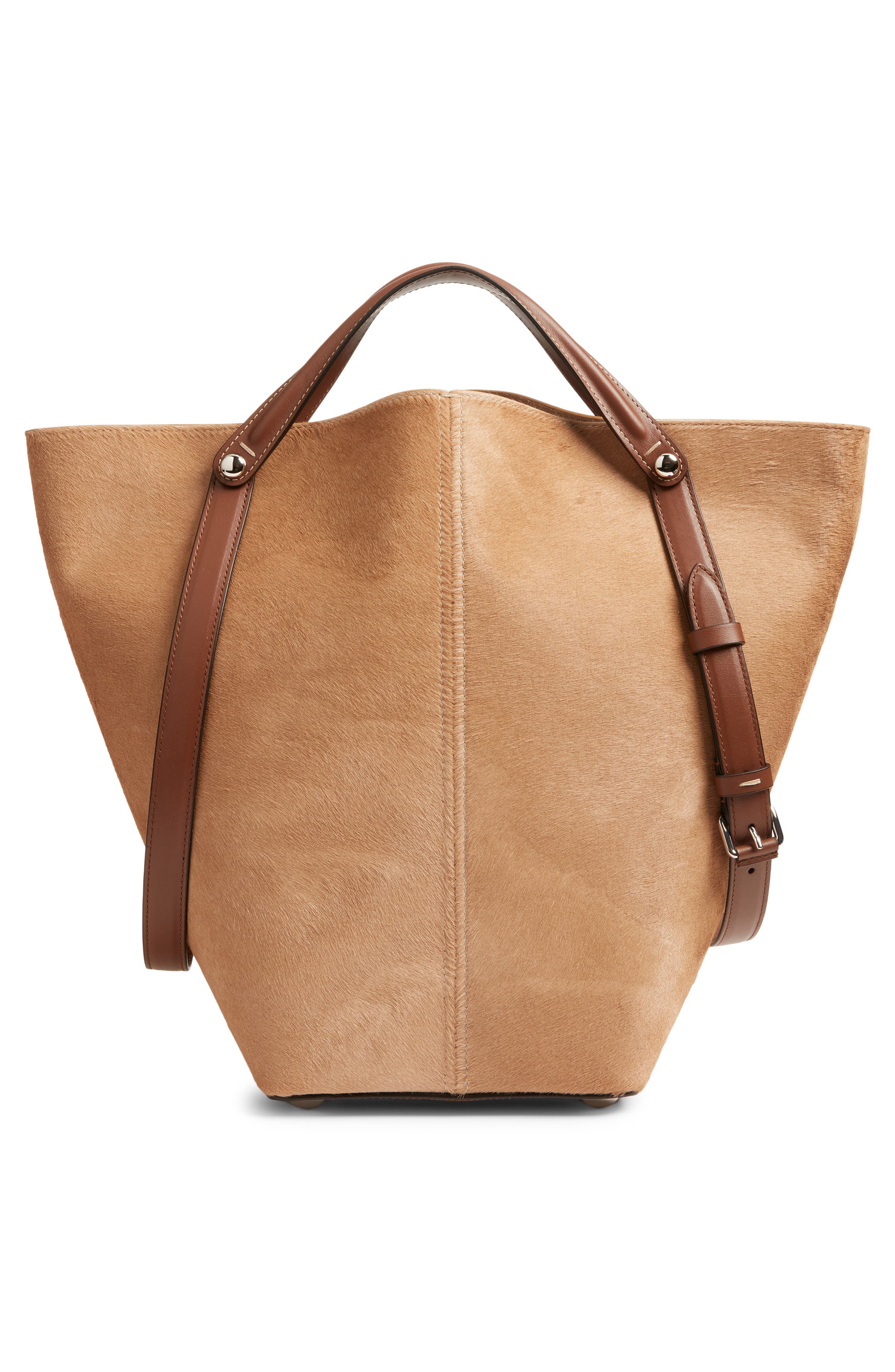 Medium Genuine Calf Hair Bag, Alternate, color, NATURAL BEIGE/ CHESTNUT