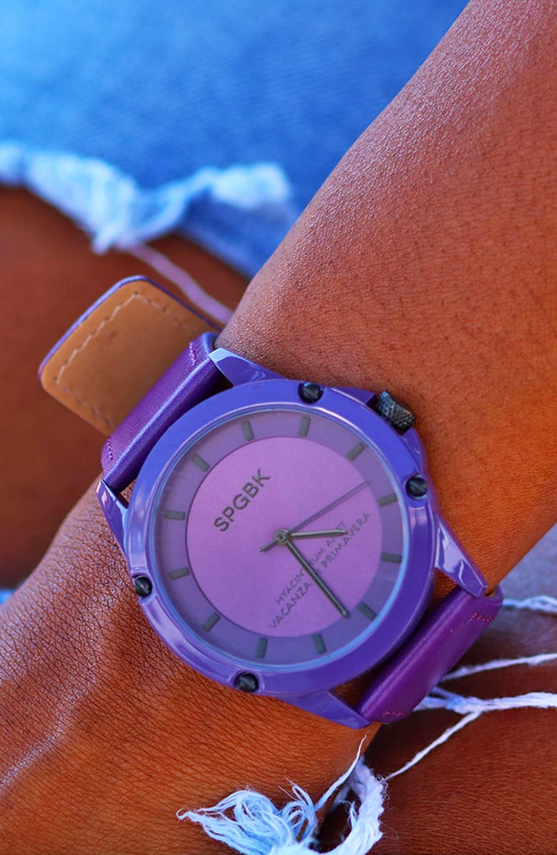 SPGBK Watches Britt Leather Strap Watch, 44mm, Alternate, color,