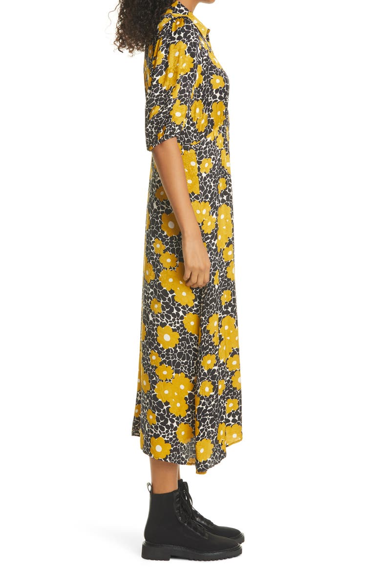 Babeth Floral Shirtdress, Alternate, color, CURRY