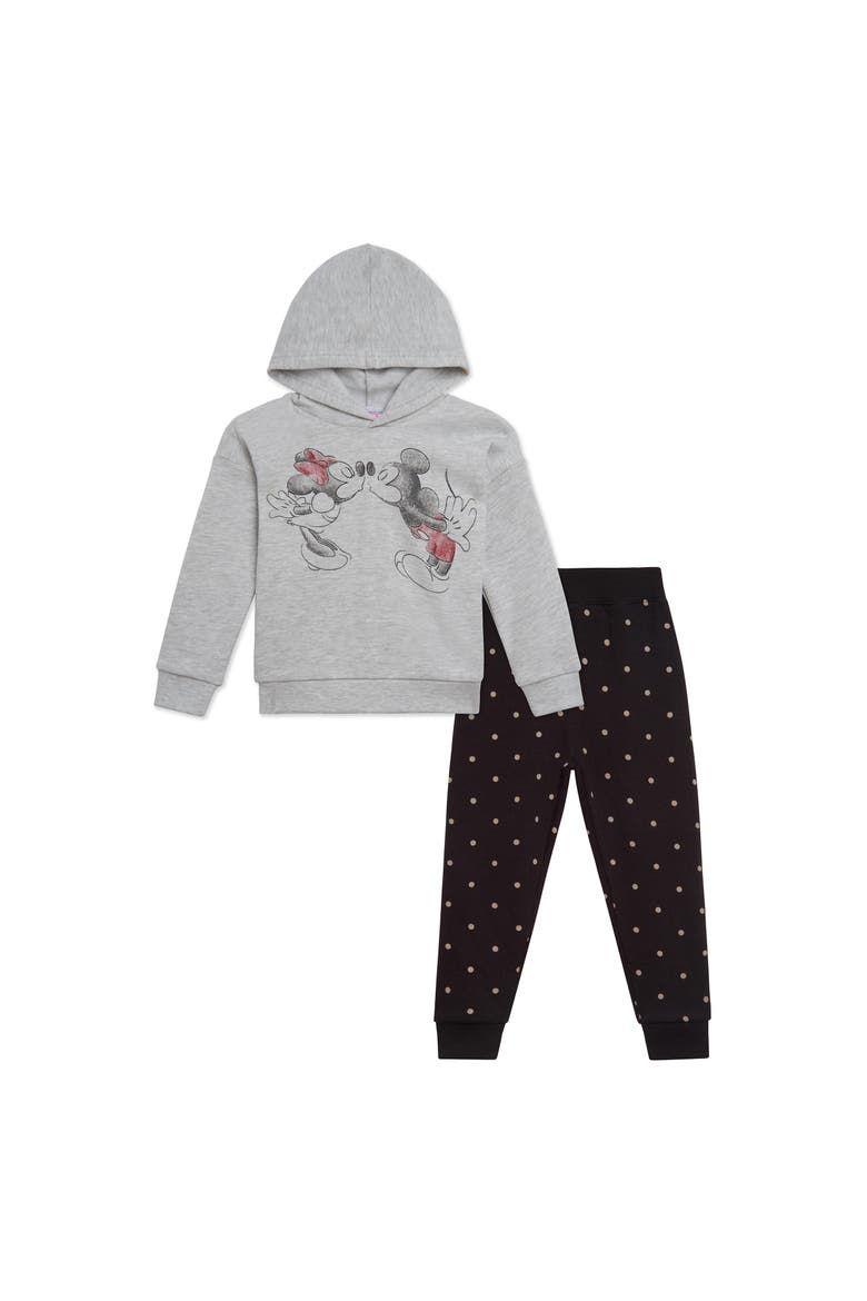 Fleece Hoodie & Pants Set, Main, color, Oatmeal Minnie Mickey