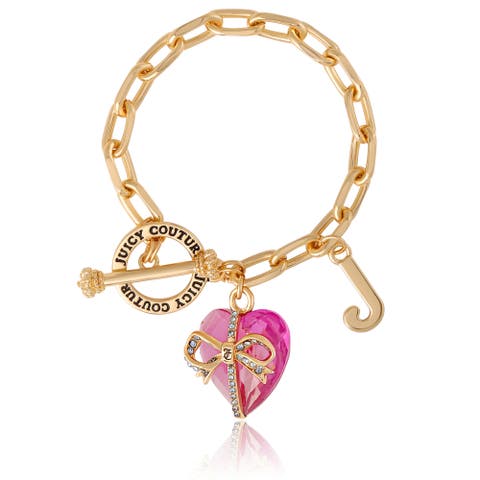 Heart Stone & J Charm Bracelet