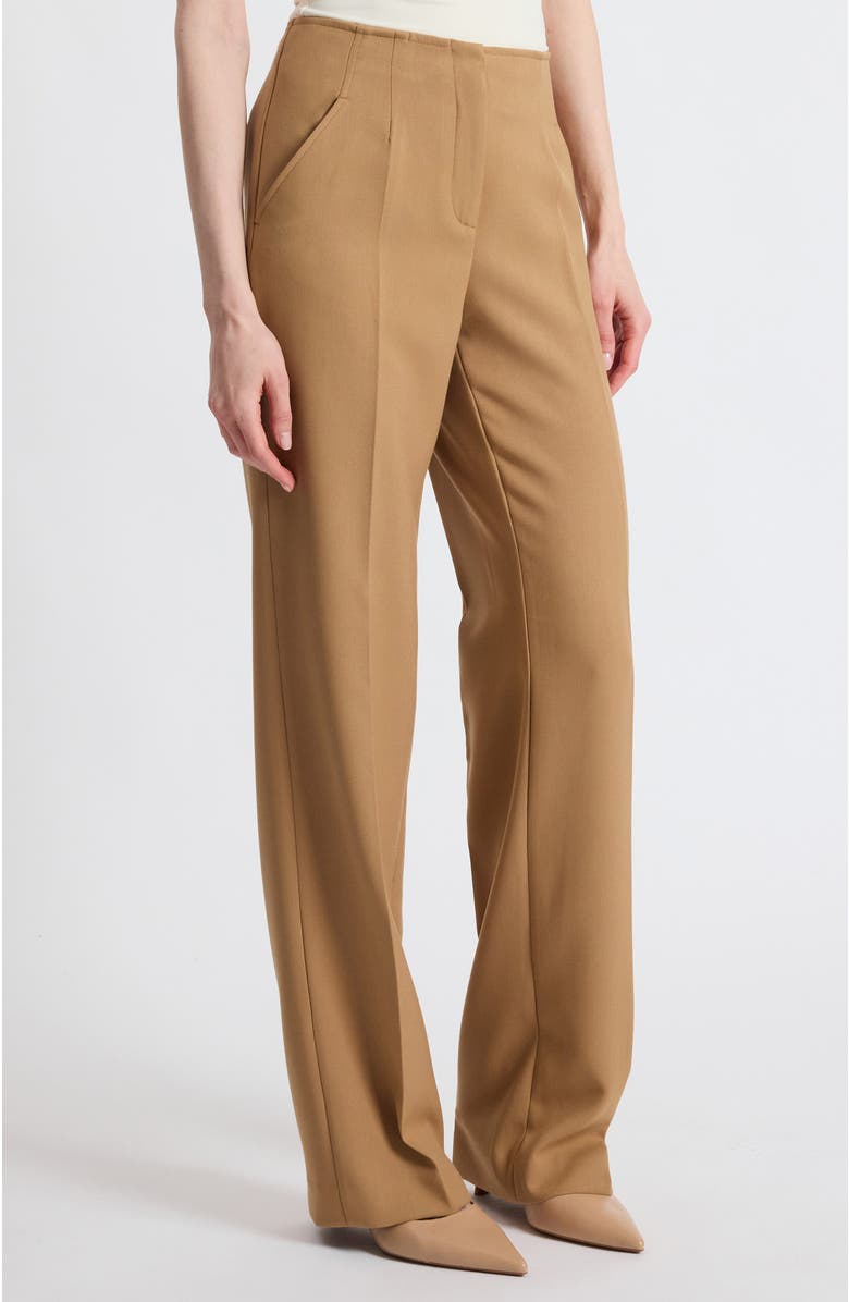Santorelli Della Crepe Straight Leg Pants, Main, color, Dune Sand
