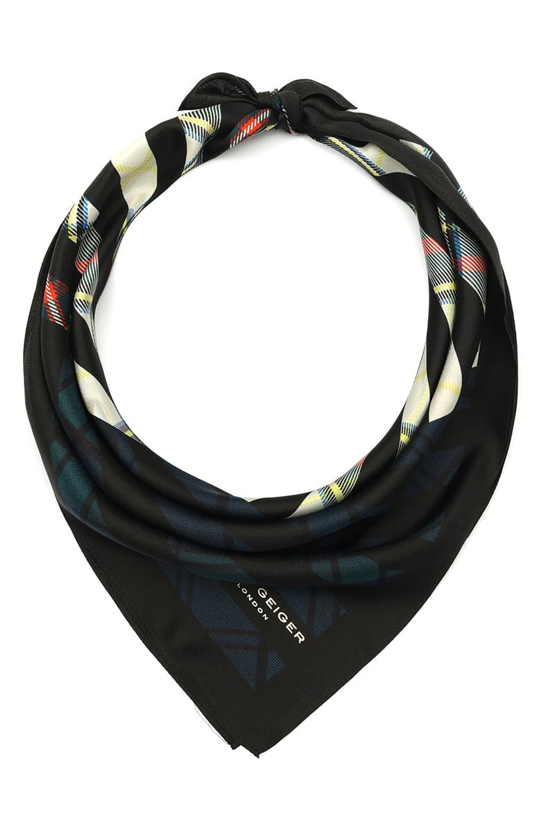 Kurt Geiger London Mixed Plaid Square Silk Scarf, Main, color, 