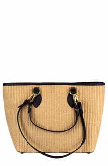 Persaman New York Naomi Raffia & Leather Tote