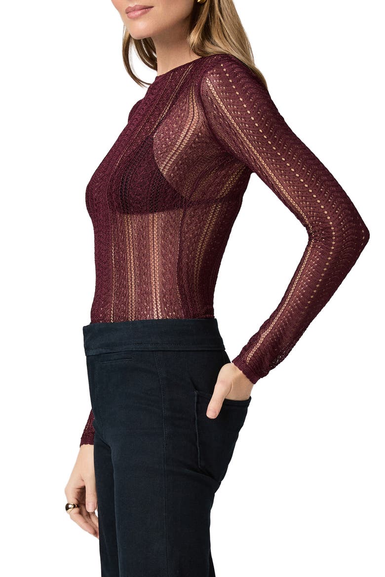 Petra Pointelle Sweater, Alternate, color, BLACK CHERRY