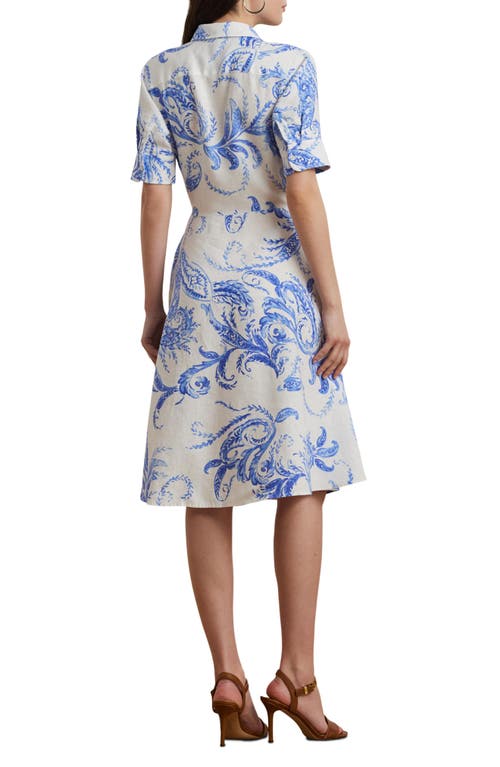 Ralph Lauren Womens Paisley Tie Front Linen Shirtdress 0ps 22w