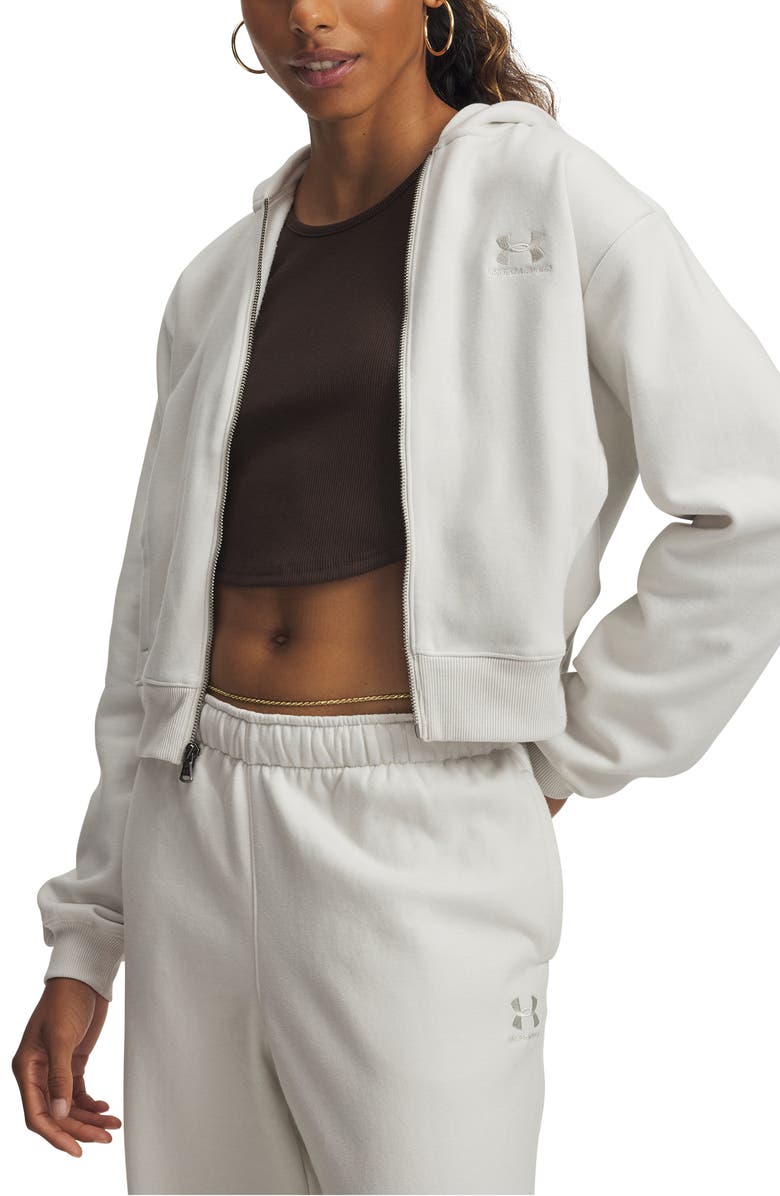 Under Armour Icon Vida Cotton Blend Fleece Zip Hoodie, Main, color, Summit White / / Summit White
