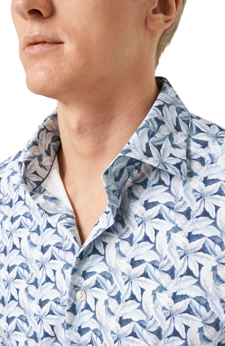 Eton Slim Fit 4Flex Leaf Print Dress Shirt, Alternate, color,