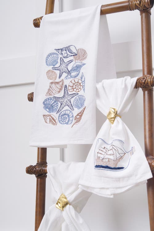 C & F Home C&f Home Shrimp Boat Kitchen And Bathroom Embroidered Hand Towel In Multi