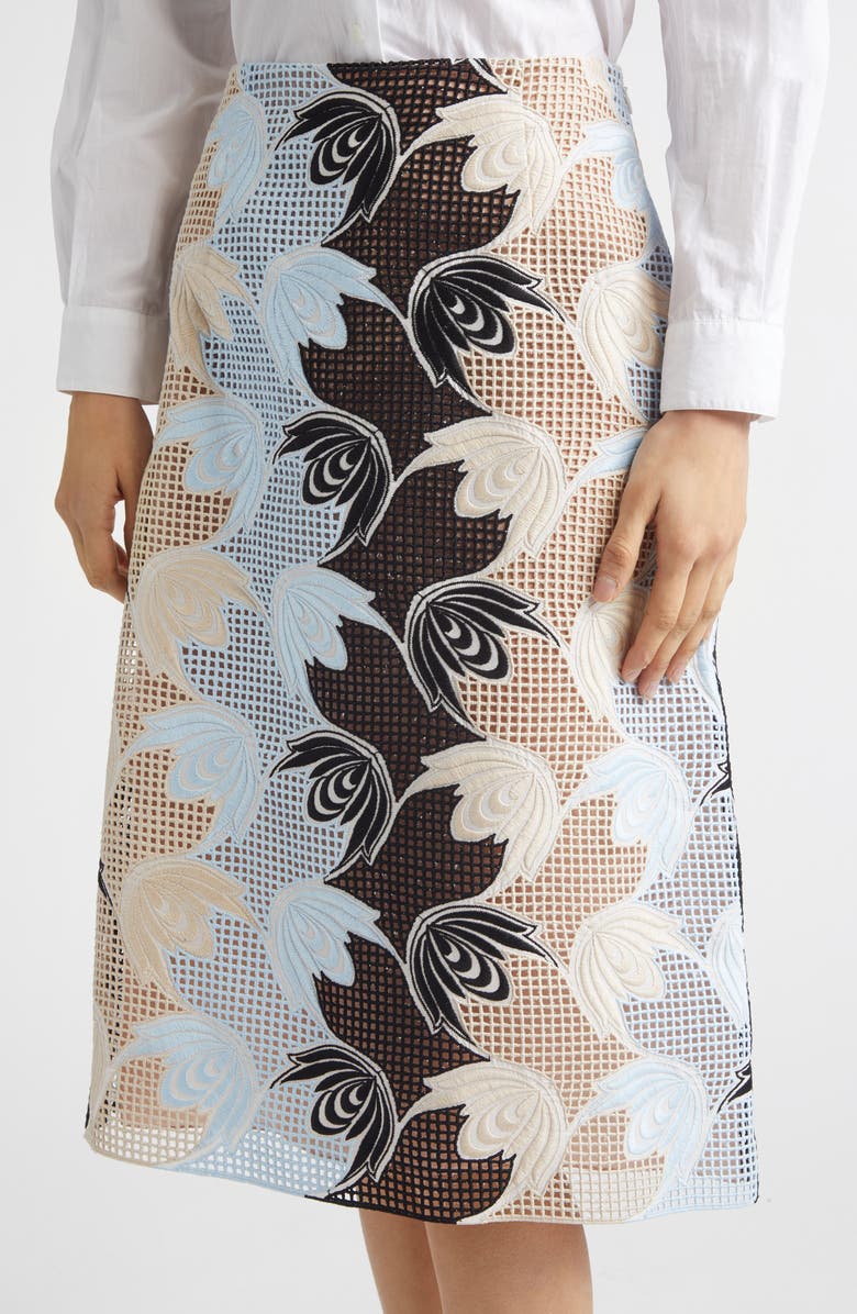 Marni Floral Broderie Anglaise Midi Skirt, Alternate, color, Riw01 Lily White