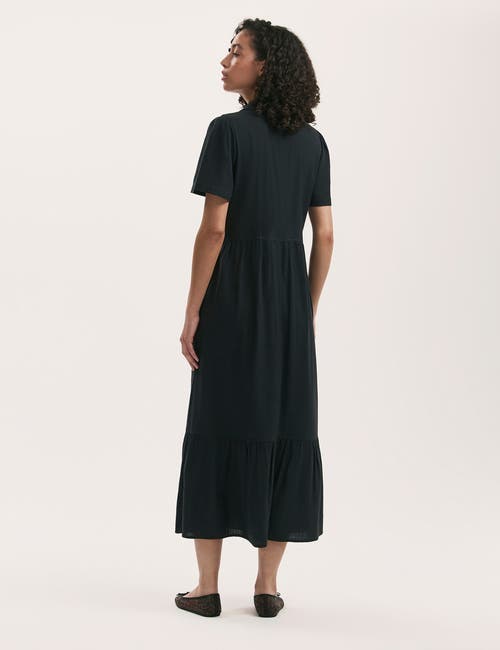 Finery London Tania Linen Blend Midi Shirt Dress In Black
