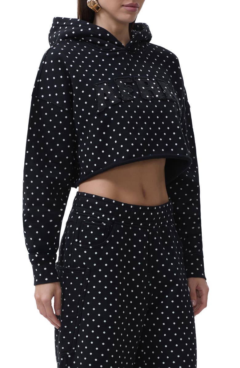 AFRM Darius Crop Cotton Hoodie, Alternate, color, Noir Micro Dot