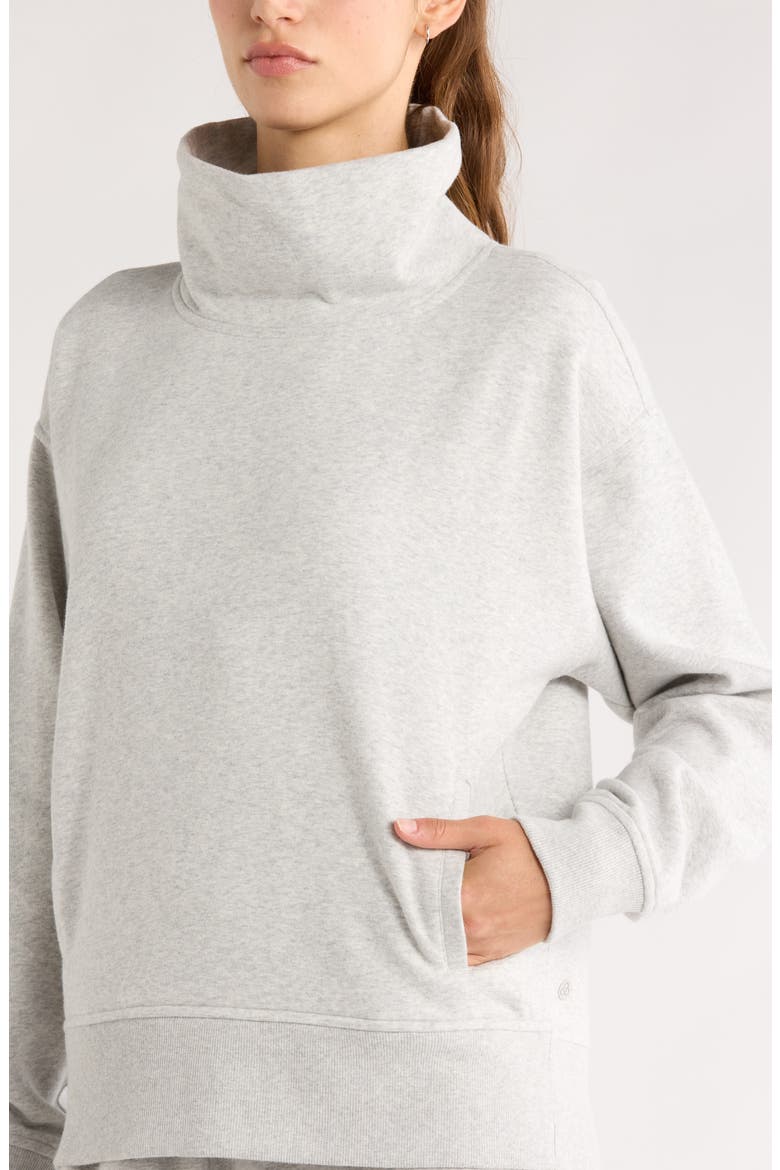 Ultracozy Fleece Funnel Neck Top, Alternate, color, GREY LIGHT HEATHER