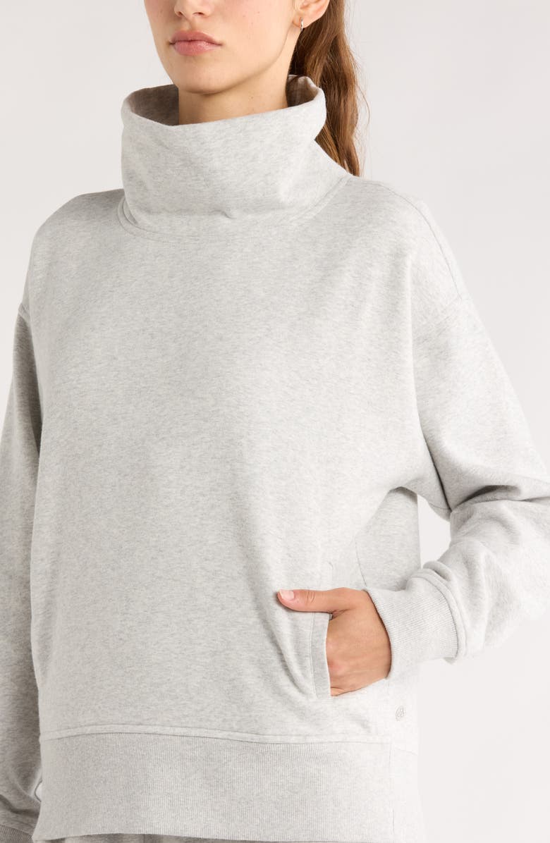 Zella Ultracozy Fleece Funnel Neck Top, Alternate, color, Grey Light Heather