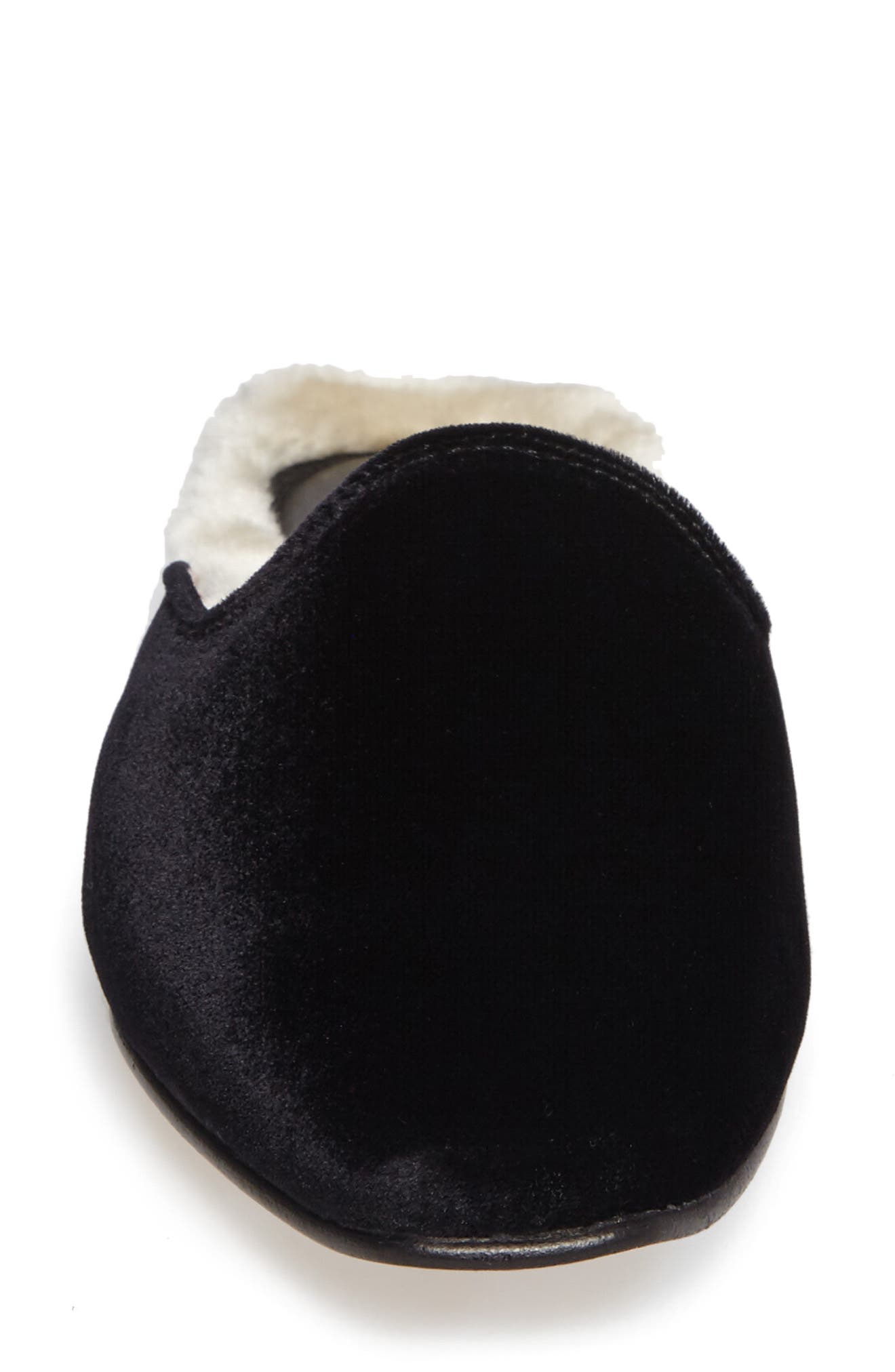 Velvet Mule with Faux Fur Lining, Alternate, color, BLACK VELVET FABRIC
