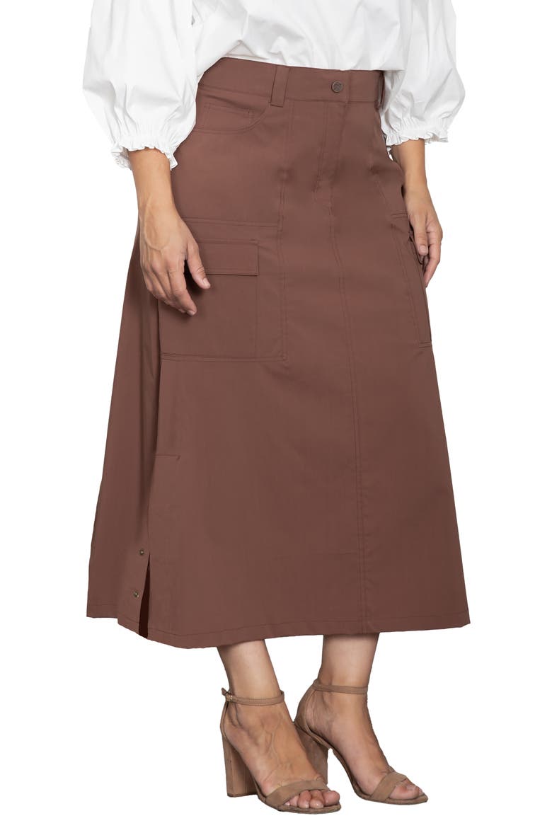 Cargo Midi Skirt, Main, color, COFFEE BROWN