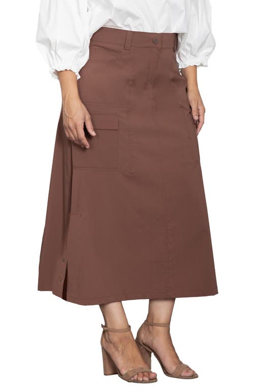 Standards & Practices Cargo Midi Skirt in Coffee Brown 