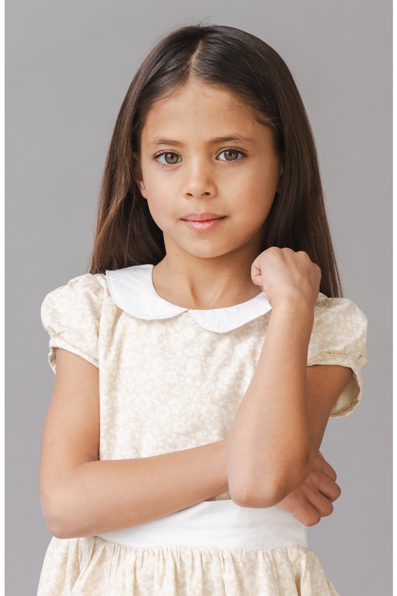 Kids' Organic Stretch Poplin Peter Pan Collar Dress, Alternate, color, Sandy Floral