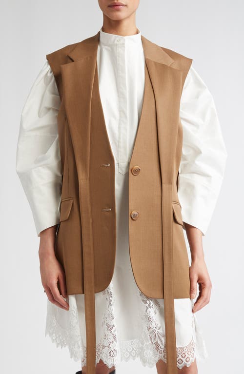Monse Criss Cross Belted Wool Jacket In Tan