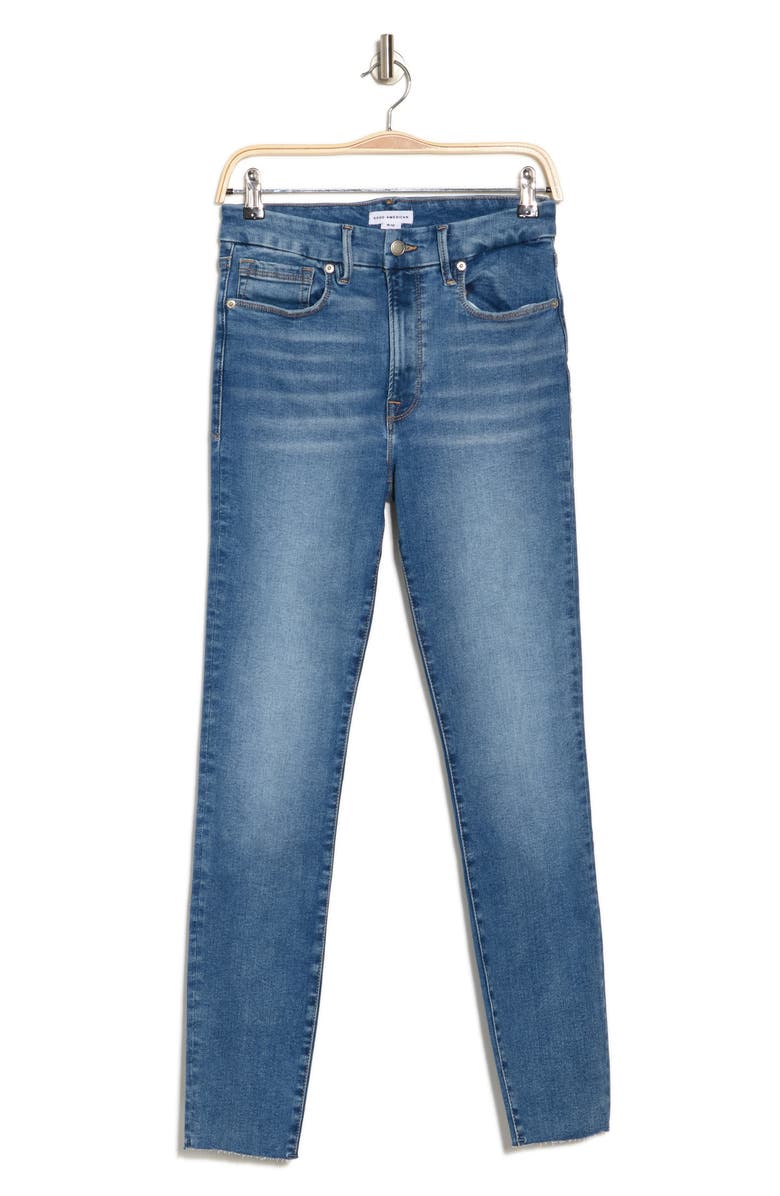 Good American Always Fits Good Waist Raw Hem High Waist Skinny Jeans, Alternate, color, Indigo324