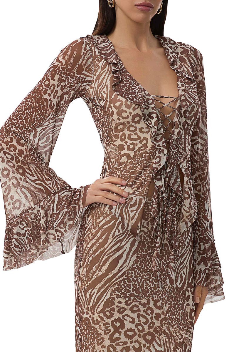 AFRM Cadence Lace-Up Long Sleeve Top, Alternate, color, 