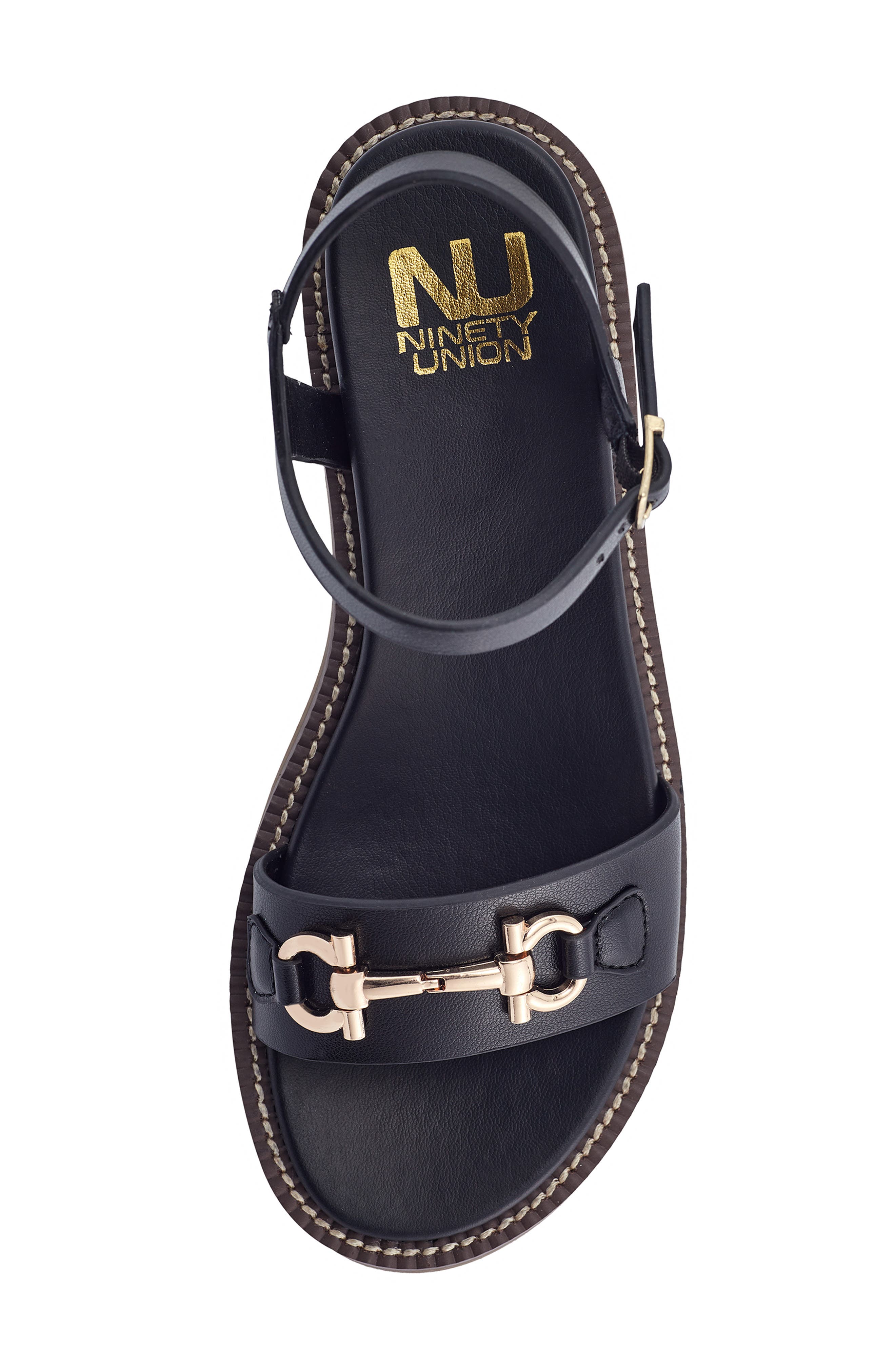 Madison Ankle Strap Flat Sandal, Alternate, color, BLACK