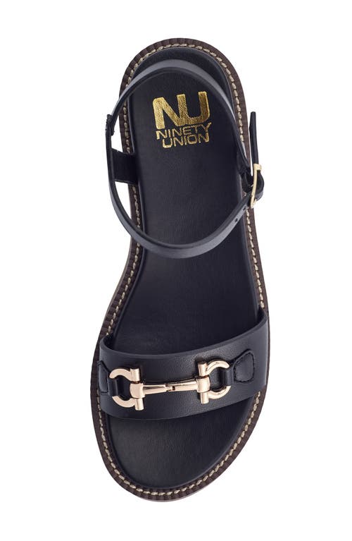 Ninety Union Madison Ankle Strap Flat Sandal In Black