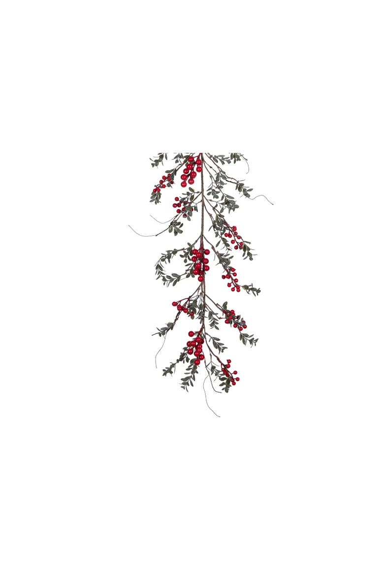 Red Berry & Tiny Leaf Garland 52", Alternate, color, Green