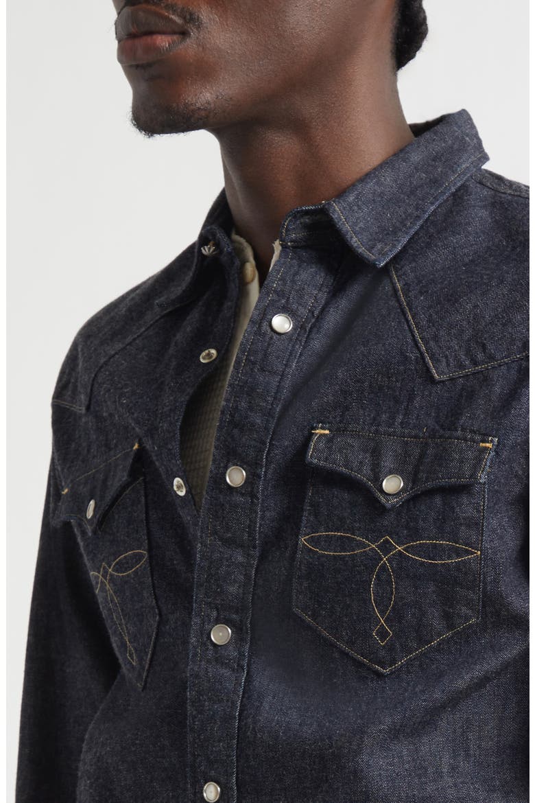 Buffalo West Slim Fit Denim Western Snap-Up Shirt, Alternate, color, RINSE