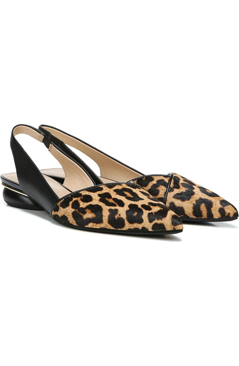 Franco Sarto Rosaline Genuine Calf Hair Leopard Print Slingback Flat, Alternate, color,