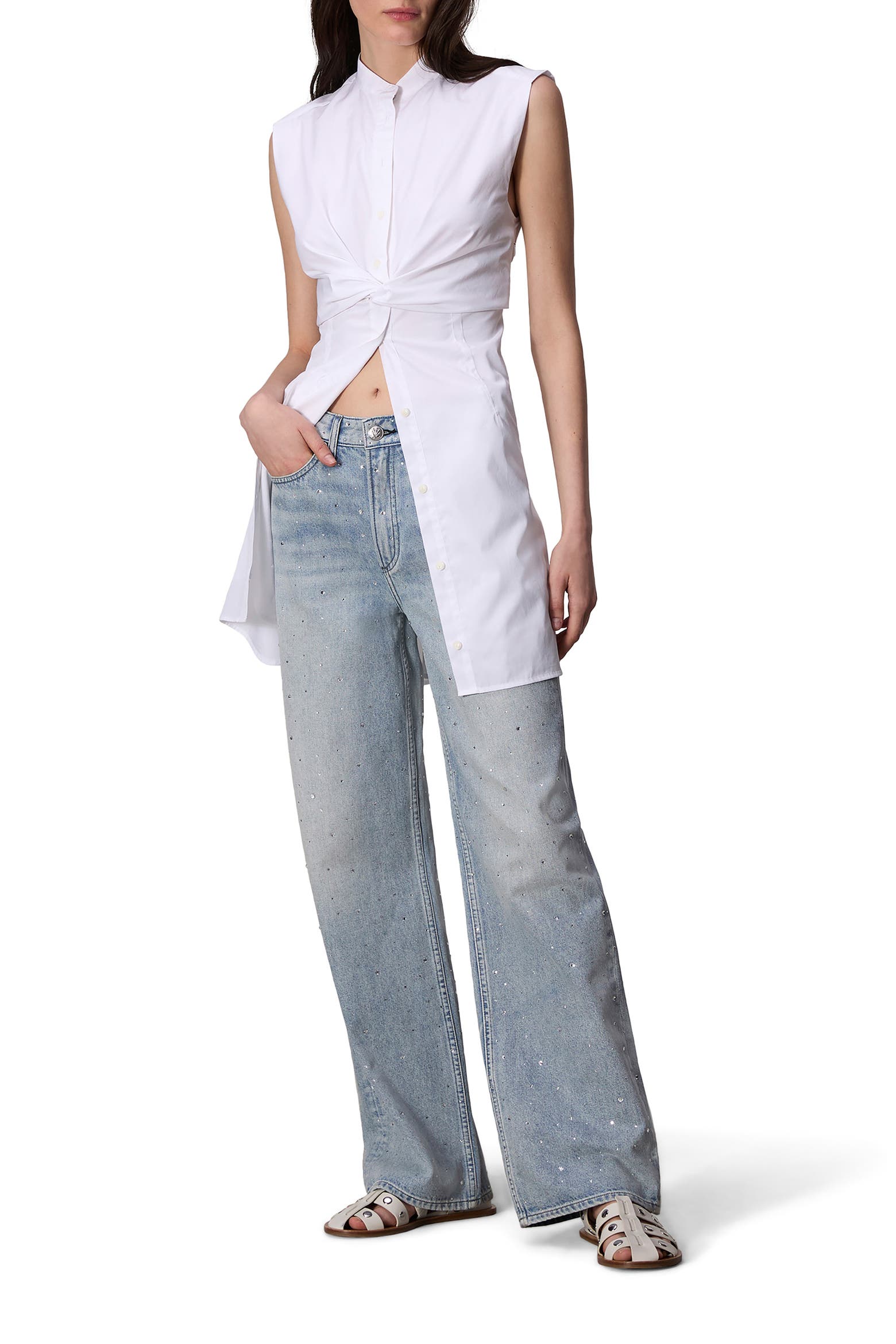 Ad Rag Com rag & bone Louisa Sleeveless Poplin Shirtdress (Women) | Nordstromrack