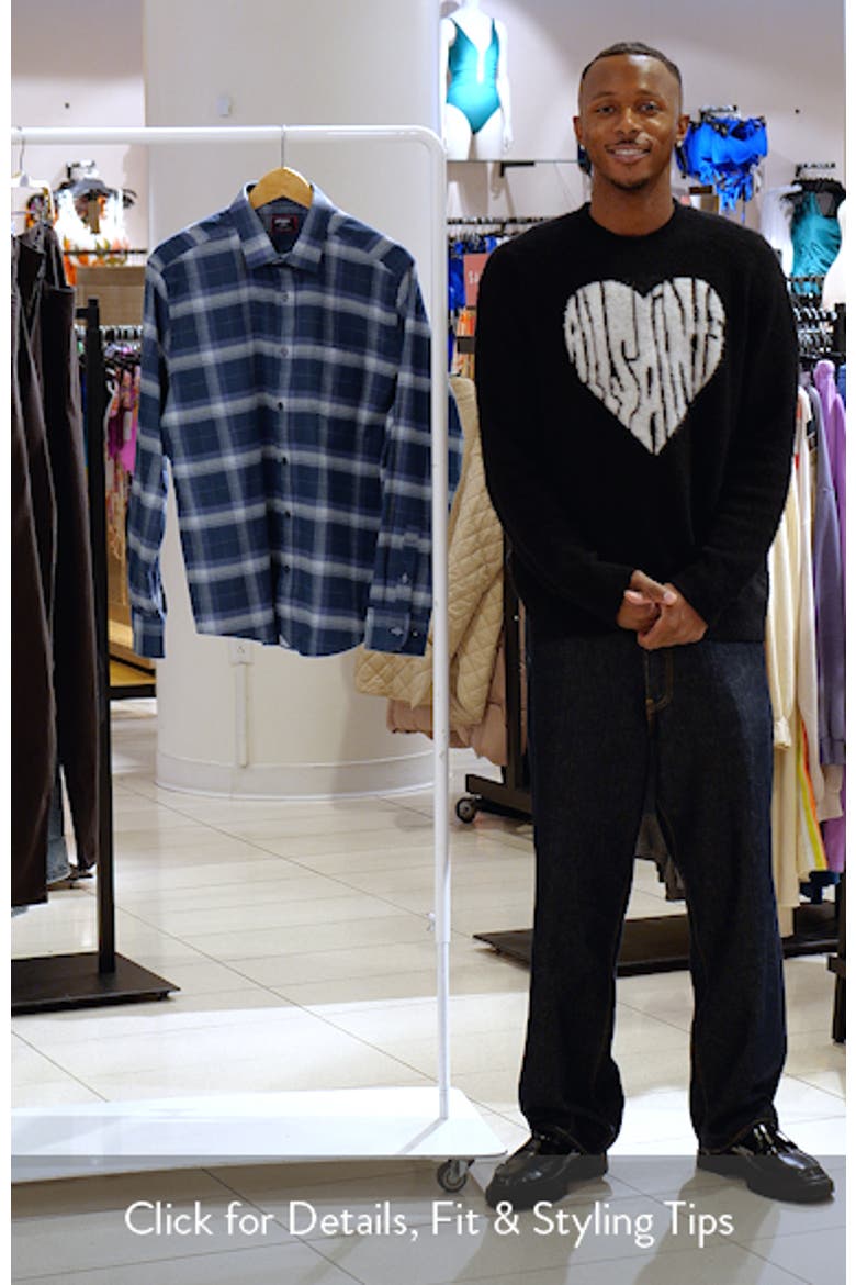 Barker Shadow Check Performance Flannel Button-Up Shirt video
