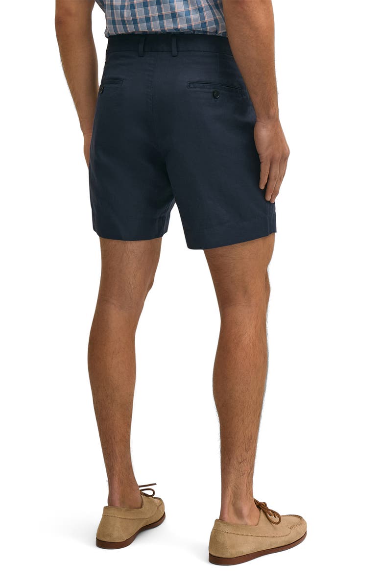 Brooks Brothers Flat Front Linen & Cotton Shorts, Alternate, color, Mood Indigo