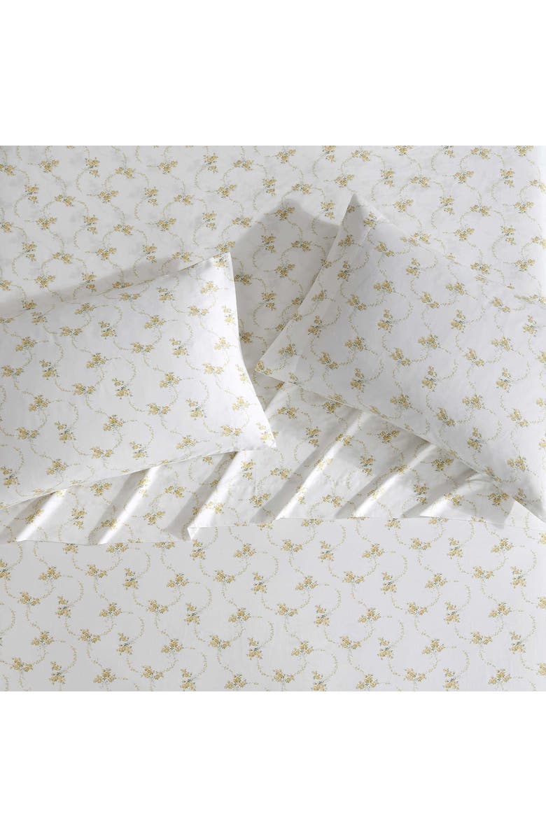 Laura Ashley Petite Rose Cotton Sheet Set, Alternate, color, Gold