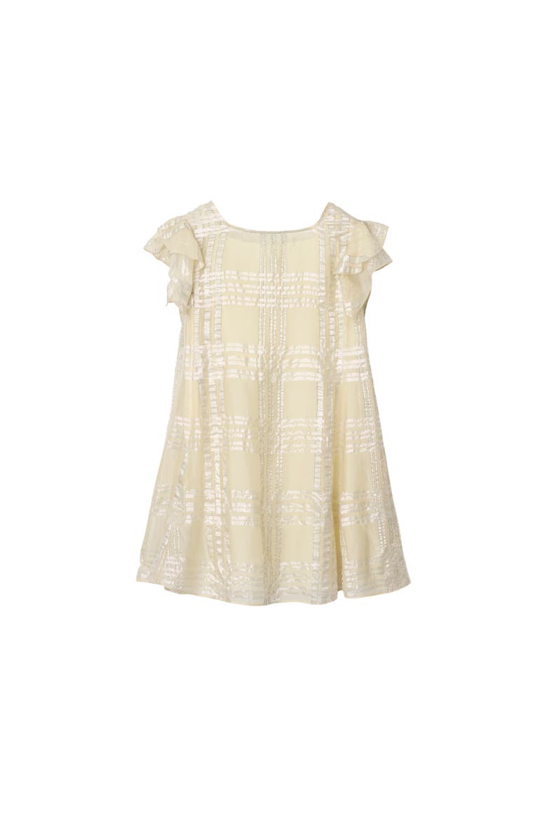 Metallic Check Silk Dress, Alternate, color, Sand beige