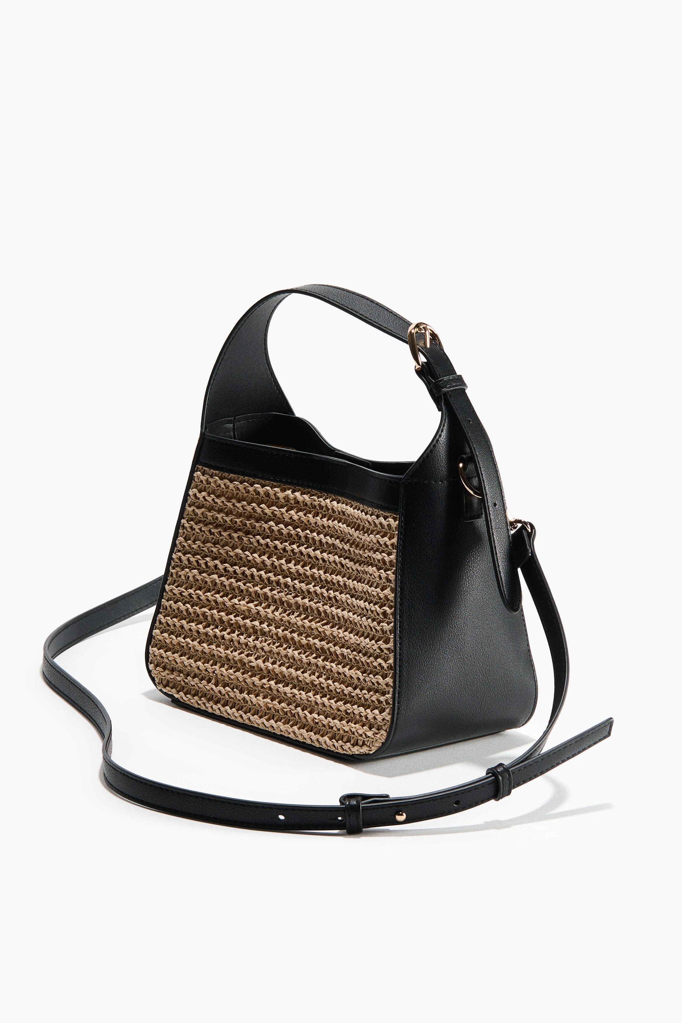 Straw-detail Crossbody Bag, Alternate, color, Beige/black