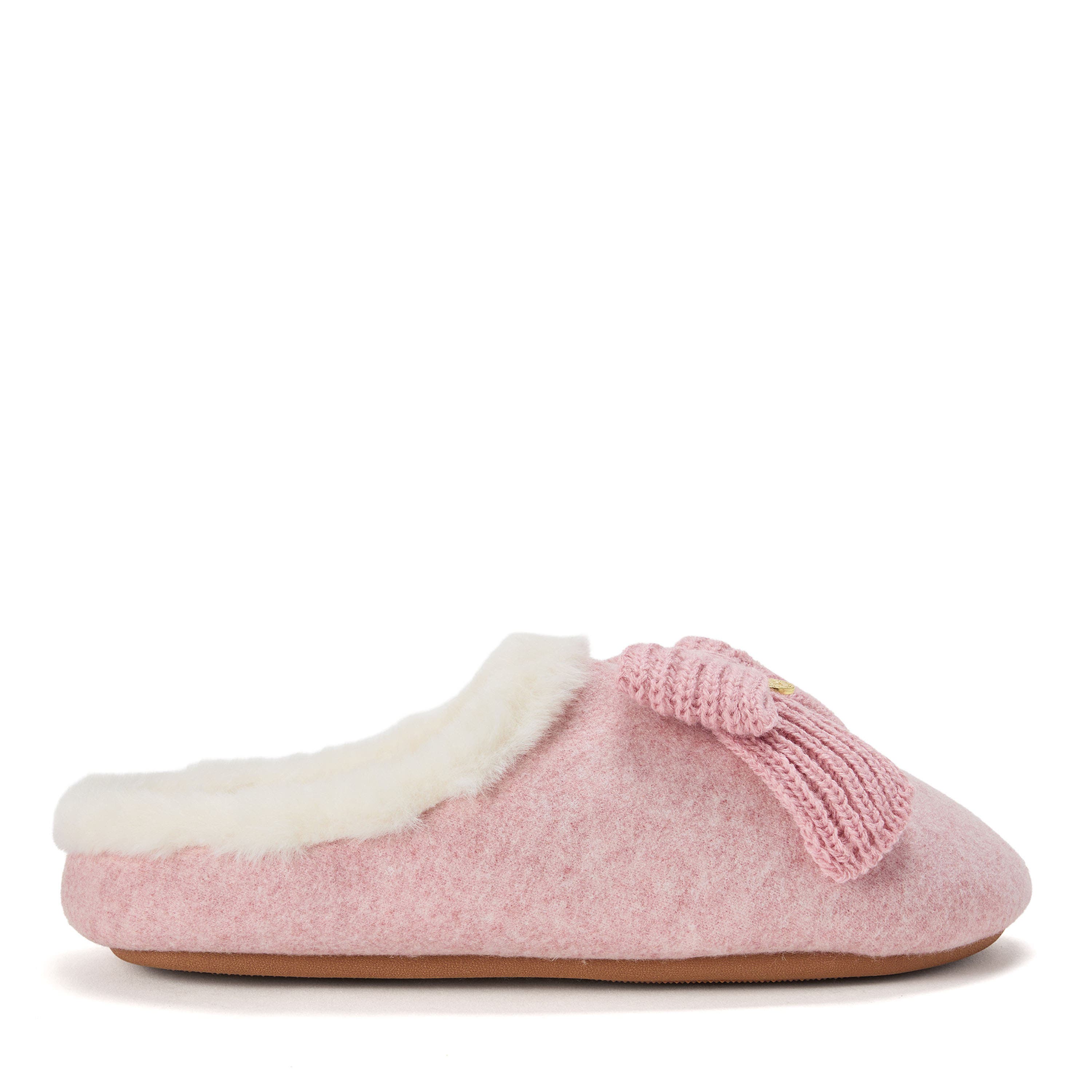 Josie Knit Clog Slipper with Bow, Alternate, color, PALE MAUVE