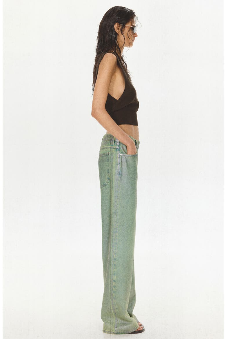 Coated Wide Leg Jeans, Alternate, color, GREEN