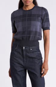 rag & bone Ren Jacquard Plaid Short Sleeve Sweater