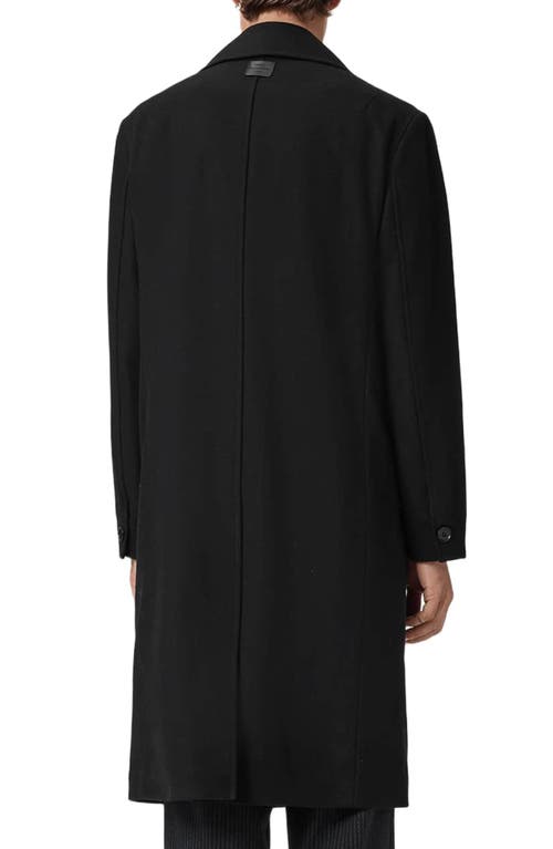 Allsaints Mens Black Curran Double-breasted Wool-blend Coat In Gray