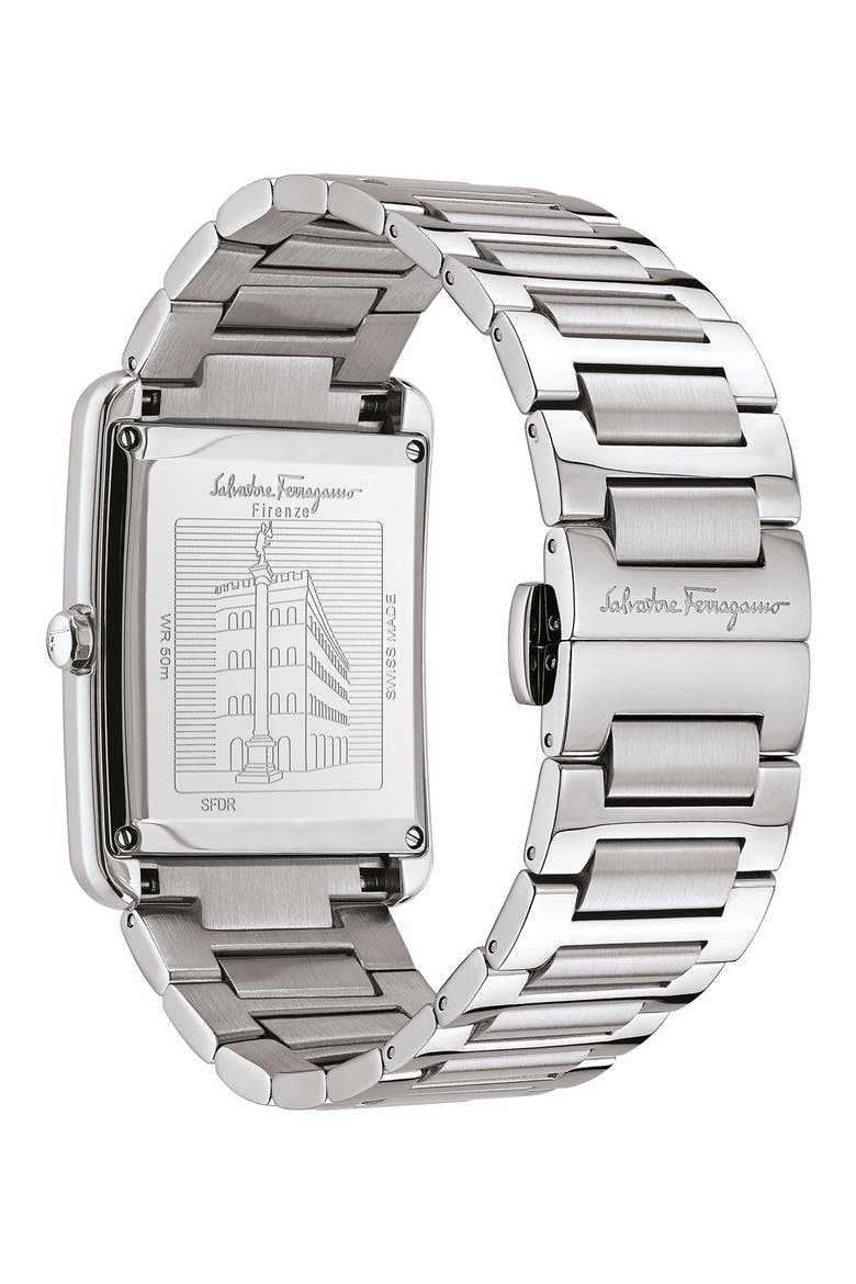 Salvatore Ferragamo Portrait Bracelet Watch, 31mm x 41mm, Alternate, color, SILVER/ BLACK/ SILVER