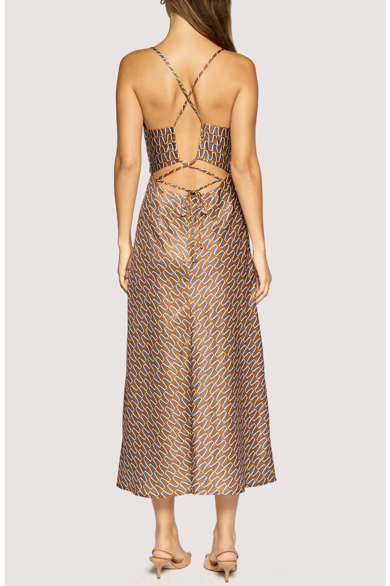 Nights In Capri Low Back Midi Dress, Alternate, color, BROWN-MULTI