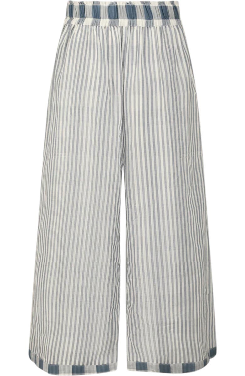 Turtledove London Organic Cotton Marine Check Print Reversible Crop Trousers, Alternate, color, Blue