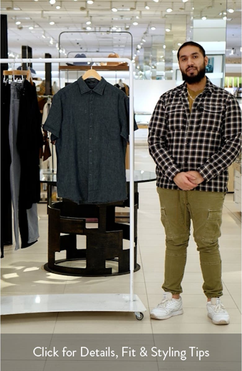 Palm Beach Sports Fit Short Sleeve Linen Button-Up Shirt, sales video thumbnail